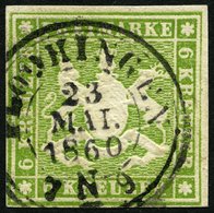 WÜRTTEMBERG 13a O, 1860, 6 Kr. Grün, Pracht, Mi. 140.- - Other & Unclassified