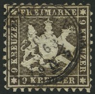WÜRTTEMBERG 28d O, 1863, 9 Kr. Schwarzbraun, üblich Gezähnt, Pracht, Gepr. Drahn, Mi. 220.- - Other & Unclassified