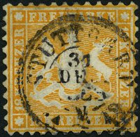 WÜRTTEMBERG 29 O, 1864, 18 Kr. Orangegelb, Repariert Wie Pracht, Mi. (500.-) - Sonstige & Ohne Zuordnung