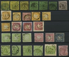 WÜRTTEMBERG Aus 2-38 O,BrfStk , 1851-1869, 28 Werte Kreuzerwährung, Erhaltung Stark Unterschiedlich, Alle Geprüft Irtenk - Other & Unclassified
