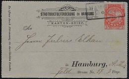 HAMBURG D K 1 BRIEF, HAMMONIA I: 1887, Kartenbrief, 3 Pf. Rot Auf Blaugrau, R2, Pracht - Privatpost