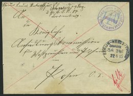 BAHNPOST Berlin-Kreuz-Torn (Zug 246) Auf Feldpostbrief, Handschriftlich Eilt, Mit Violettem Briefstempel Inf. Regt. Graf - Franking Machines (EMA)