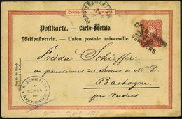 BAHNPOST DR P 14 BRIEF, Cöln-Verriers, L3 Und Firmenstempel DÜREN Auf 10 Pf. Ganzsachenkarte Von 1887, Feinst - Machines à Affranchir (EMA)