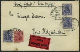 BAHNPOST Letmathen-Unna (Zug 1286) Auf Eilbrief-Vorderseite Mit 10 Und 3x 20 Pf. Germania Von 1919, Feinst - Macchine Per Obliterare (EMA)