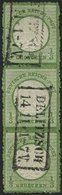 Dt. Reich 2b O, 1872, 1/3 Gr. Dunkelsmaragdgrün Im Senkrechten Dreierstreifen, Rauhe Durchstichartige Zähnung, R2 DELITZ - Used Stamps