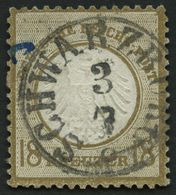 Dt. Reich 11 O, 1872, 18 Kr. Ockerbraun, Zentrischer TuT-Stempel SCHWARZBURG Und Kleiner Tintenstrich, Pracht, Fotoattes - Gebraucht