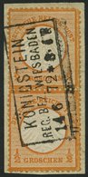 Dt. Reich 14 Paar BrfStk, 1872, 1/2 Gr. Orange Im Senkrechten Paar, R3 KÖNIGSTEIN REG. BEZ. WIESBADEN, Normale Zähnung,  - Used Stamps