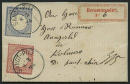Dt. Reich 19/20 BRIEF, 1874, 1 Gr. Karmin Und 2 Gr. Ultramarin Auf Kleinem Einschreibbrief Mit Versuchs-R-Zettel Enge Sc - Used Stamps