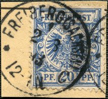 Dt. Reich 48c BrfStk, 1891, 20 Pf. Preußischblau, Stempel FREIBERG (SACHSEN), Prachtbriefstück, Kurzbefund Wiegand, Mi.  - Otros & Sin Clasificación