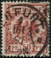 Dt. Reich 50aa O, 1889, 50 Pf. Weinrot, Stempel ERFURT, Pracht, R!, Fotoattest Wiegand, Mi. 2000.- - Other & Unclassified