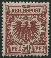 Dt. Reich 50ab *, 1889, 50 Pf. Dunkelfeuerrot, Falzreste, 2 Verkürzte Zähne Sonst Farbfrisch Pracht, Fotoattest Jäschke- - Other & Unclassified