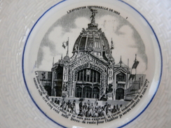 Assiette Porcelaine Gien XIX ème Siècles - Exposition Universelle De 1889 - Gien (FRA)