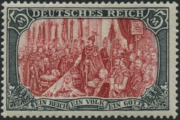 Dt. Reich 81Ab *, 1902, 5 M. Grünschwarz/dunkelkarmin, Karmin Quarzend, Gezähnt A, Ohne Wz., Falzrest, Pracht, Mi. 350.- - Altri & Non Classificati