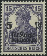 Dt. Reich 106b **, 1919, 15 Pf. Schwärzlichblauviolett Kriegsgeschädigte, Pracht, Gepr. Tworek, Mi. 60.- - Used Stamps