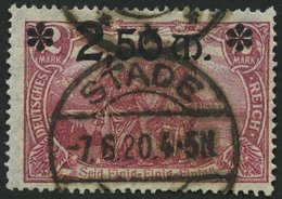 Dt. Reich 118b O, 1920, 2.50 M. Auf 2 M. Lilarosa, Pracht, Gepr. Dr. Oechsner, Mi. (250.-) - Usados