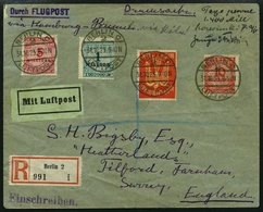 Dt. Reich 218 BRIEF, 1923, 5 M. Holztaube Mit Zusatzfrankatur Und Handschriftlicher Teil-Barfrankatur Auf Luftpost-Einsc - Gebraucht