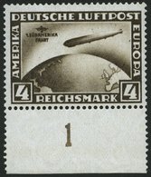 Dt. Reich 439X **, 1930, 4 RM Südamerikafahrt, Wz. Stehend, Unterrandstück, Pracht, Fotoattest Dr. Oechsner, Mi. 1800.- - Gebraucht