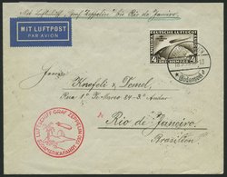 Dt. Reich 439X BRIEF, 1930, 4 RM Südamerikafahrt, Wz. Stehend, Auf Südamerikafahrtbrief Nach Rio De Janeiro, Pracht - Usados