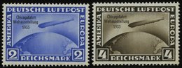 Dt. Reich 497/8 *, 1933, 2 Und 4 RM Chicagofahrt, Falzreste, 2 Prachtwerte - Autres & Non Classés