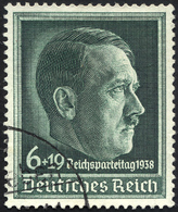 Dt. Reich 672y O, 1938, 6 Pf. Reichsparteitag, Waagerechte Gummiriffelung, Pracht, Mi. 200.- - Altri & Non Classificati