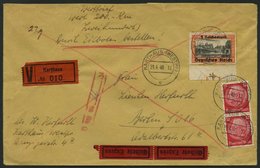 Dt. Reich 728 BRIEF, 1940, 1 RM Danzig, Unterrandstück Mit Plattennummer K4 (in Spiegelschrift) Mit Zusatzfrankatur Auf  - Altri & Non Classificati