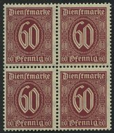 DIENSTMARKEN D 66b VB **, 1921, 60 Pf. Dunkelbräunlichkarmin Im Viererblock, Pracht, Gepr. Infla, Mi. 60.- - Dienstmarken