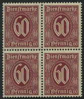 DIENSTMARKEN D 66b VB **, 1921, 60 Pf. Dunkelbräunlichkarmin Im Viererblock, Pracht, Gepr. Infla, Mi. 60.- - Service