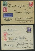 LOTS 1936/40, Land-Wasser-Zepp-Schwimmauto-Werkstatt Darmstadt Von Hanns Trippel, 4 Verschiedene Belege, Meist Pracht - Usati