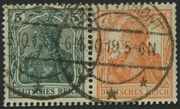 ZUSAMMENDRUCKE W 5ab O, 1919, Germania 5 + 71/2, Pracht, Mi. 70.- - Zusammendrucke