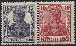 ZUSAMMENDRUCKE W 13aa *, 1918, Germania 15 + 10, Falzreste, Normale Zähnung, Pracht, Mi. 180.- - Se-Tenant