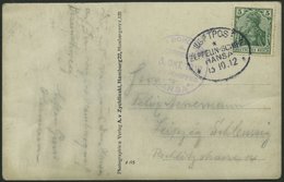 ZEPPELINPOST 6Ia BRIEF, 1912, Luftschiff Hansa, Bordpoststempel Und Bordpost Vom 13.13.12 Von Der Fahrt Von Hamburg Nach - Airmail & Zeppelin