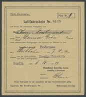 ZEPPELINPOST 19I BRIEF, 1919, Luftschiff Bodensee, Luftfahrtschein Nr. 8119, Platz Nr. 1 Für Die Fahrt Berlin-Staakendor - Airmail & Zeppelin