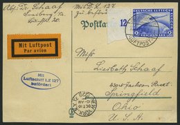 ZEPPELINPOST 21A BRIEF, 1928, Amerikafahrt, Frankiert Mit Linkem Randstück 2 RM Zeppelinmarke, Karte Feinst - Posta Aerea & Zeppelin