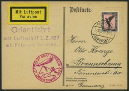 ZEPPELINPOST 23IA BRIEF, 1929, Orientfahrt, Auflieferung Fr`hafen, Frankiert Mit Einzelfrankatur Mi.Nr. 382, Prachtkarte - Luft- Und Zeppelinpost