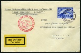 ZEPPELINPOST 57A BRIEF, 1930, Südamerikafahrt, Bordpost, Fr`hafen-Sevilla, Prachtbrief - Correo Aéreo & Zeppelin