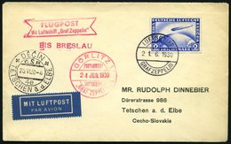 ZEPPELINPOST 69Bb BRIEF, 1930, Schlesienrundfahrt, Abwurf Görlitz, Bordpost, Frankiert Mit 2 RM, Prachtbrief Nach Tetsch - Luft- Und Zeppelinpost