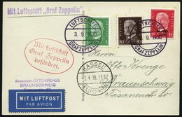 ZEPPELINPOST 82Ab BrfStk, 1930, Landungsfahrt Nach Kassel, Auflieferung Fr`hafen, Bestätigungsstempel Type II, Einige Br - Correo Aéreo & Zeppelin