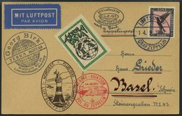ZEPPELINPOST 86B BRIEF, 1930, Landungsfahrt Nach Genf, Bordpost, Zeppelin-Vierfahrtenbildkarte Mit Diversen Privatstempe - Posta Aerea & Zeppelin