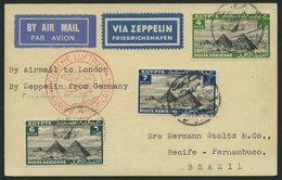 ZULEITUNGSPOST 277B BRIEF, Ägypten: 1934, 9. Südamerikafahrt, Anschlußflug Ab Stuttgart, Prachtkarte - Zeppelines