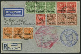 ZULEITUNGSPOST 202B BRIEF, Britische Post In Marokko (Tanger): 1933, 1. Südamerikafahrt, Anschlußflug Ab Berlin, Einschr - Zeppelines