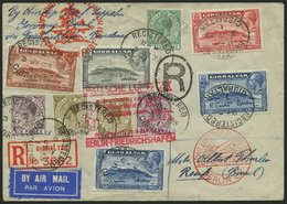 ZULEITUNGSPOST 223B BRIEF, Gibraltar: 1933, 4. Südamerikafahrt, Anschlußflug Ab Berlin, Einschreibbrief, Pracht - Zeppelines