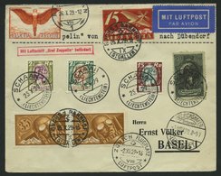 ZULEITUNGSPOST 45 BRIEF, Liechtenstein: 1929, Fahrt Nach Zürich-Dübendorf, Mit Mischfrankatur Schweiz-Liechtenstein, Pra - Zeppeline
