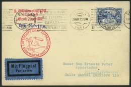 ZULEITUNGSPOST 57A BRIEF, Liechtenstein: 1930, Südamerikafahrt, Bis Sevilla, Mit Einzelfrankatur Mi.Nr. 71, Prachtkarte - Zeppelins