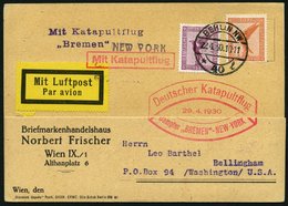 KATAPULTPOST 10a BRIEF, 29.4.1930, &quot,Bremen&quot, - New York, Landpostaufgabe, Prachtkarte - Cartas & Documentos