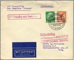 KATAPULTPOST 116c BRIEF, 21.5.1933, Bremen - Flug Ausgefallen, Deutsche Seepostaufgabe, Drucksache, Feinst - Cartas & Documentos