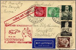KATAPULTPOST 193c BRIEF, 13.6.1935, Europa - Southampton, Deutsche Seepostaufgabe, Drucksache, Pracht - Lettres & Documents