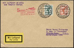 KATAPULTPOST 10.5.1931, Mit Luftpost Zum Dampfer Europa Befördert, Luftpostbrief Von Leipzig In Die USA, Pracht - Lettres & Documents