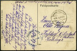 LUFTFAHRT IM I. WELTKRIEG 1918, SEE-FLUGSTATION WINDAU, Blauer Briefstempel Auf Feldpostkarte, Pracht - Aerei