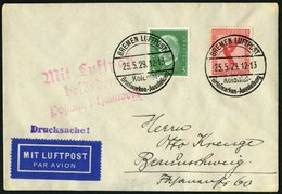 LUFTPOSTAUFGABESTEMPEL 7-02 BRIEF, 25.5.29, Bremen Luftpost Kolonial-Briefmarken-Ausstellung Auf Brief Aus Bremen, Prach - Avions