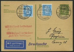 LUFTPOSTBESTÄTIGUNGSSTPL 10-01a BRIEF, BÖBLINGEN In Rot, Drucksache Von HAMBURG FUHLSBÜTTEL Nach Pforzheim, Prachtkarte - Correo Aéreo & Zeppelin